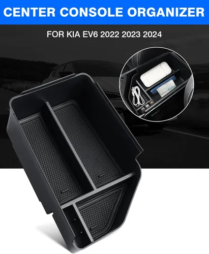 Miniatura 2 de Autorder Organizador de consola central para accesorios Kia EV6 2022 2023 2024 2025 Caja de almacenamiento para reposabrazos Bandeja de inserción