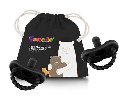 Miniatura 2 de Sweetie Chupetes de silicona para recién nacido, chupete de silicona suave, sin BPA, juego de 2 chupetes (negro)