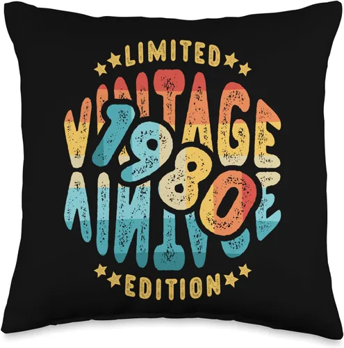 Retro 44th Birthday Men Women 44 Years Old Gifts Vintage 1980 Limited Edition 44 años Retro 44th Birthday Throw Pillow, 16 x 16, multicolor