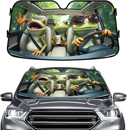 Miniatura 18 de GENANY - Cubierta de parabrisas de flamenco para automóvil, SUV, camión (55 x 30 pulgadas), protector térmico plegable, persianas para ventanas
