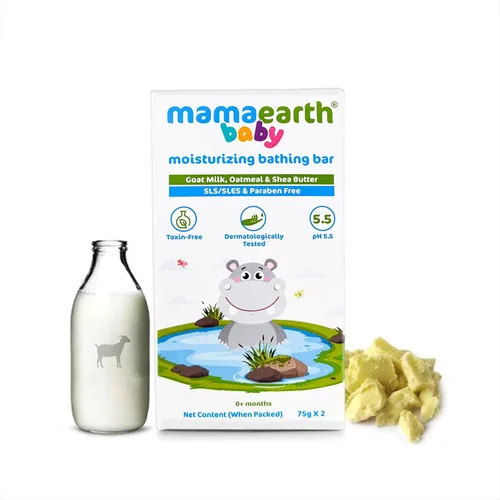 Miniatura 7 de MAMAEARTH Barra de baño hidratante para bebés, leche de cabra, avena y manteca de karité, 2.65 oz × 2 (2.64 oz cada uno)