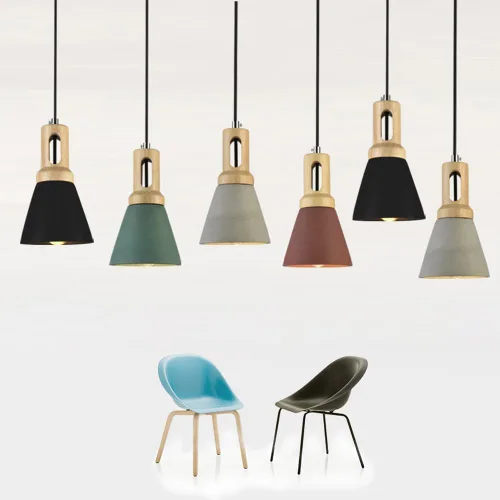 Miniatura 7 de Lámpara colgante de cono de hormigón de estilo japonés, accesorio colgante de cemento retro, nórdico, mini candelabro de cable ajustable