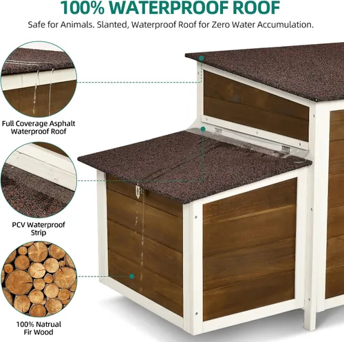 Miniatura 7 de YITAHOME Gallinero grande de madera para gallineros, corral de pollo al aire libre con 2 cajas de anidación, jaula de aves de corral, jaula
