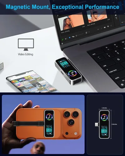 Miniatura 6 de TWOPAN - SSD portátil magnético para iPhone para grabación de video ProRes 4K 60fps, 1TB de almacenamiento externo super para iPhone 17/16 Pro/Pro