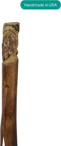Miniatura 2 de Bastón de madera oscura con talla de búho, tallado a mano, hasta 60 pulgadas