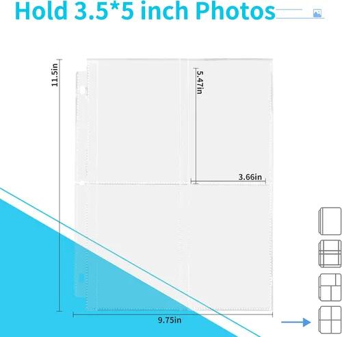 Miniatura 2 de Fabmaker Paquete de 30 fundas de fotos para carpeta de 3 anillas (3.5 x 5, para 240 fotos), protectores de páginas de fotos archivales de 3.5 x 5