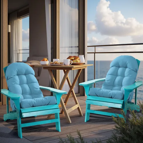 Miniatura 8 de Cojín para silla Adirondack, cojín para silla mecedora 44x19.4x4 pulgadas, cojines de respaldo alto para patio de arriba y abajo con lazos