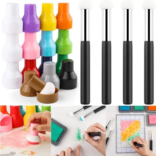 Miniatura 16 de 8 unids/sets de aplicador de tinta, punzonadores de papel para aplicación directa de tinta en proyectos de manualidades fácilmente, esponja de 8