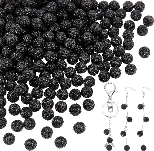 Miniatura 22 de Pandahall - Bolas de arcilla de 10 mm, tipo discoteca con 100 unidades, cuentas de polímero de arcilla con diamantes de imitación, creaciones Azul