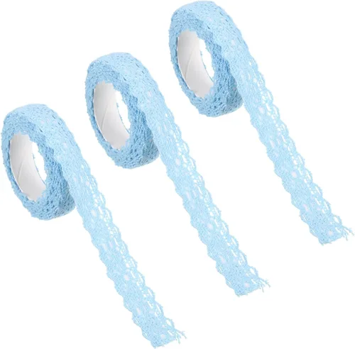 Miniatura 15 de PATIKIL Cinta de encaje autoadhesiva de 0.7 pulgadas de ancho, 2 yardas de ancho, paquete de 3 calcomanías de algodón con ribete washi para Naranja