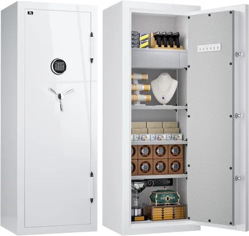Miniatura 12 de TIGERKING Caja fuerte grande ignífuga para el hogar, 8.12 pies cúbicos, diseño brillante de lujo, acero resistente de 203 libras, protección contra
