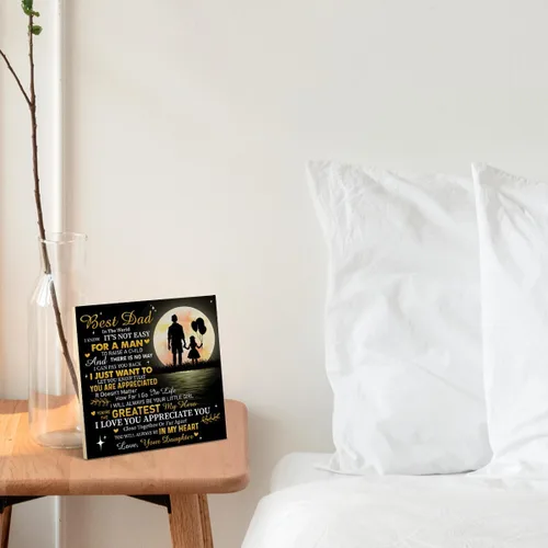 Miniatura 6 de Letrero de madera con texto en inglés «Best Dad» para papá de parte de la hija, regalos de agradecimiento para cumpleaños, Día del Padre, placa
