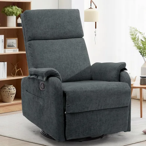 Miniatura 17 de Sillas reclinables Korser, Silla reclinable giratoria para adultos, Silla mecedora Glider, Silla reclinable pequeña para guardería para sala de Beige