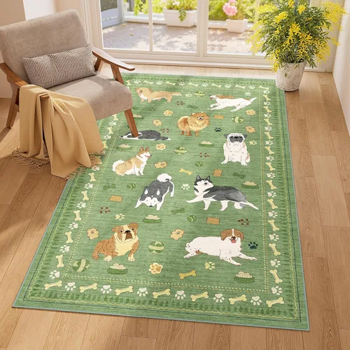 Miniatura 246 de DUKINO Alfombra de área de 6 x 9 pies, alfombra floral para sala de estar, ligera, antideslizante, lavable, alfombra de interior de pelo bajo