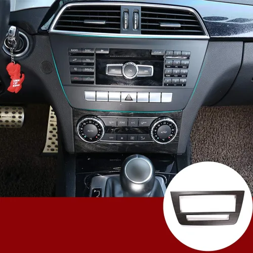 Miniatura 10 de YIWANG Marco de panel de CD de consola central de coche ABS cromado para Mercedes Benz Clase C W204 2011-2013 (grano de madera negro)