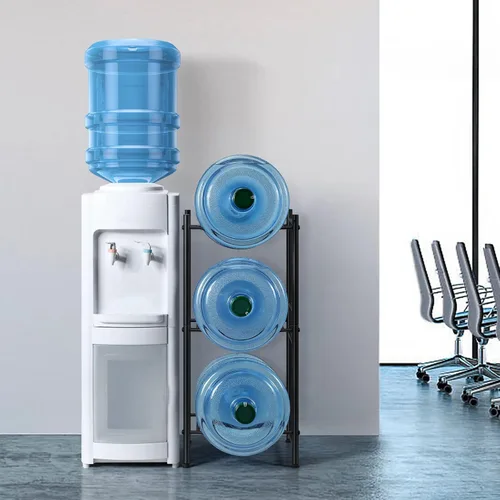 Miniatura 7 de MOOACE Estante para jarra de agua de 3 niveles, soporte desmontable para botellas de agua de 5 galones, estante de almacenamiento, color negro