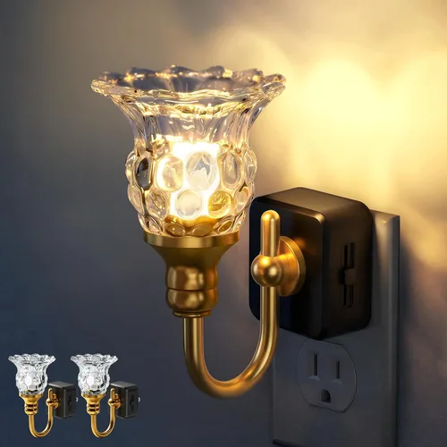 Miniatura 23 de DORESshop Luz nocturna LED, luces nocturnas giratorias que se enchufan a la pared con sensor de luz automática de 3000 K luz nocturna con brillo