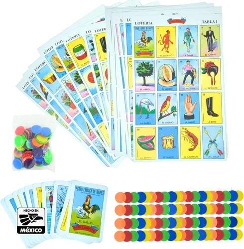 El juego original de Loteria, Loteria Mexican Bingo, Loteria Mexicana, tarjetas La Loteria y fichas de bingo incluidas - 10 jugadores