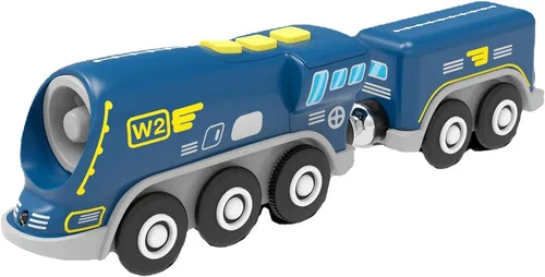 Miniatura 7 de Z MAYABBO Trenes locomotoras a pilas para pistas de madera, potente vehículo de tren de juguete para vías de ferrocarril, serie de tren de ciencia
