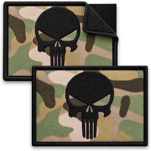 Miniatura 15 de Paquete de 2 parches de calavera roja bordados con gancho y bucle, parches militares tácticos para transportador de placas, mochila, casco, arnés