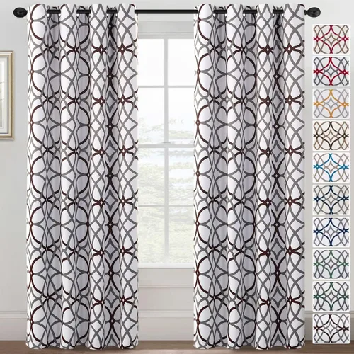 Miniatura 32 de H.VERSAILTEX Cortinas opacas con diseño impreso de 54 pulgadas de largo, juego de 2 paneles de cortinas con aislamiento térmico para dormitorio