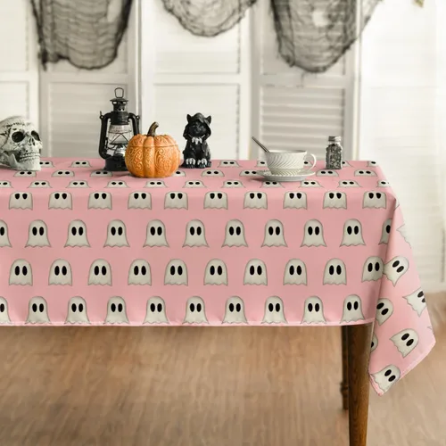 Horaldaily Mantel rectangular de Halloween de 60 x 120 pulgadas, lindo fantasma rosa, lavable, para decoración de fiestas, pícnic, cenas