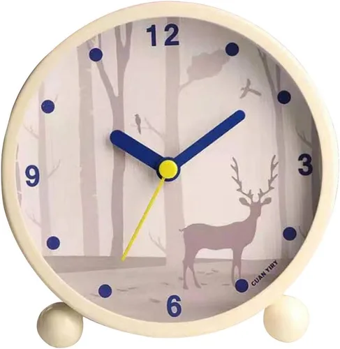 Miniatura 7 de Sherry Nightlight Despertador 4" Redondo Silencioso Despertador Mesita de noche Reloj de viaje sin tictac Beige