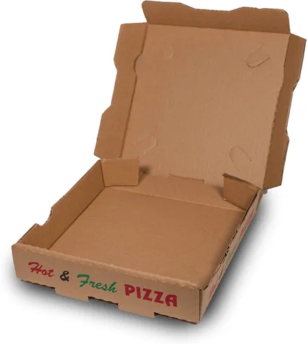 Miniatura 3 de Paquete de 50 cajas de pizza con estampado de 4 colores para pizza caliente y fresca, color marrón (8 x 8 pulgadas)