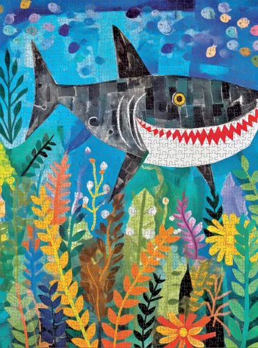 Miniatura 5 de Cross & Glory - Beneath The Waves: Shark's Colorful Realm - Rompecabezas de 1000 piezas para adultos y niños mayores de 12 años Arte oceánico