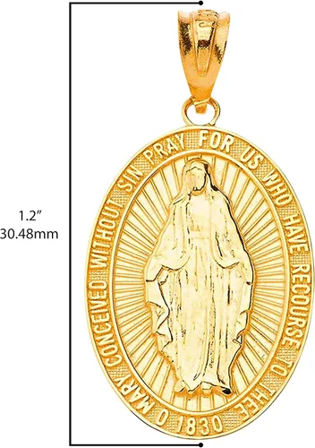 Miniatura 3 de Colgante reversible de oro de 14 quilates con medalla milagrosa Virgen María elección de color dorado