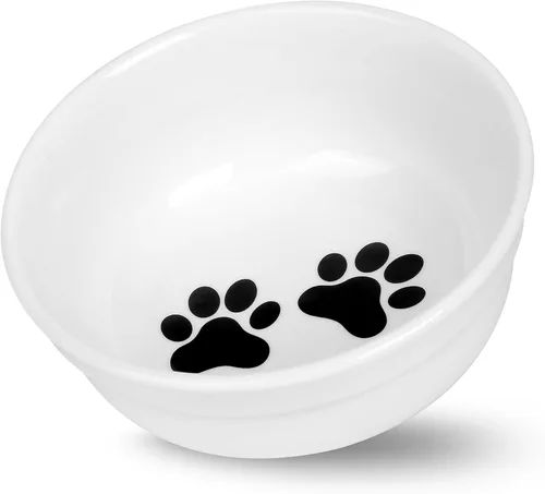 Miniatura 7 de COMESOON Cuenco de cerámica para gatos de 5 pulgadas con patrón de hueso de pescado, cuenco de comida para gatos para alimentos y agua, platos