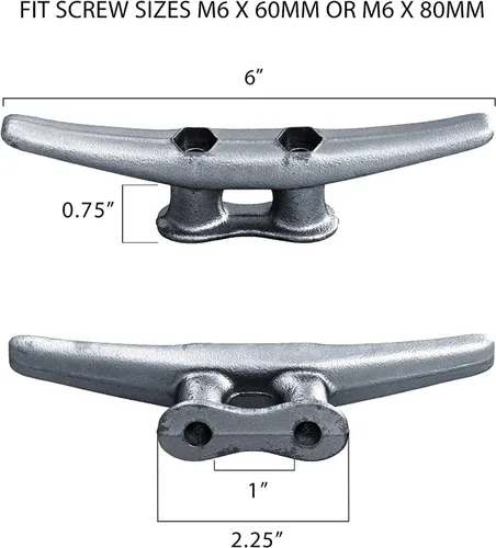 Miniatura 3 de Tacos de muelle de 6 pulgadas Hierro fundido galvanizado resistente a la intemperie para barcos de 6 pulgadas para muelle marino o decoración