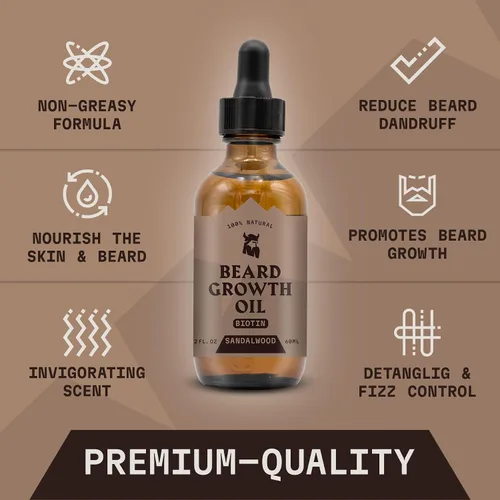 Miniatura 2 de Striking Viking Aceite de crecimiento de barba para hombres, 2 onzas líquidas, sándalo, aceite de barba espesante y acondicionador con biotina