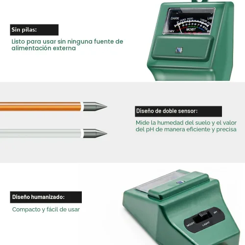 Miniatura 4 de Sonkir - Medidor de pH de suelo, 3 en 1, humedad/luz/pH, kit de herramientas de jardinería para cuidado de plantas, ideal para jardín, césped