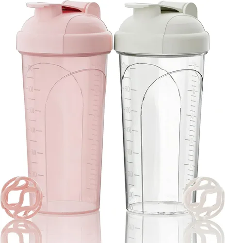 Miniatura 10 de Botella agitadora - 650ml/23oz, duradera y a prueba de fugas, perfecta para batidos de proteínas súper cremosos para el fitness - Rosa