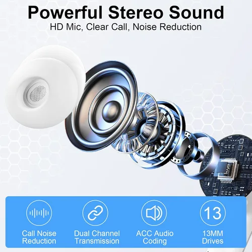 Miniatura 6 de Auriculares inalámbricos Samsung Bluetooth 5.3 para Samsung Galaxy S26 S25 Ultra/S24/S23/A17/A16/A56/LED con micrófono con cancelación de ruido