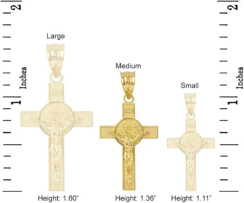Miniatura 3 de Saint Collection Colgante de cruz de crucifijo de San Benito en oro amarillo macizo de 14 k (1,30"), Oro amarillo