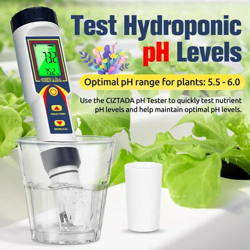 Miniatura 3 de Medidor de pH para agua 4 en 1 pH EC TDS Medidor de temperatura para hidroponía PPM y EC Probador de agua Medidor digital de pH PPM para nutrientes