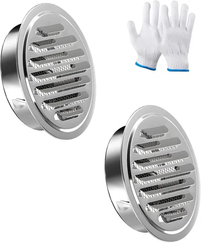 Miniatura 10 de Rejillas de ventilación de acero inoxidable de 10 cm, HG Power, cubierta redonda con malla de pantalla, rejilla de ventilación de aire para pared