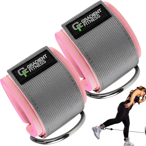 Miniatura 13 de Gradient Fitness Correas de tobillo (paquete de 2) Correa de tobillo para máquina de cable, bandas de tobillo para entrenamiento, correa
