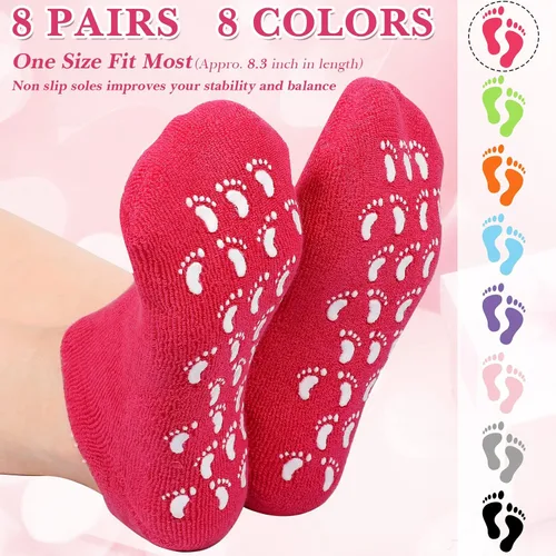 Miniatura 3 de 8 pares de calcetines de gel hidratante para talón seco agrietado, calcetines hidratantes de gel de spa, cuidado de pies, antideslizantes, loción