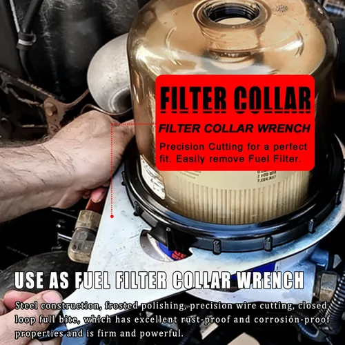 Miniatura 5 de Camoo 8" 482017 llave de collar de filtro de combustible con tapa de ventilación de metal para Davco Fuel Pro 482, 483, 485, 487, 488, 782 y Shop