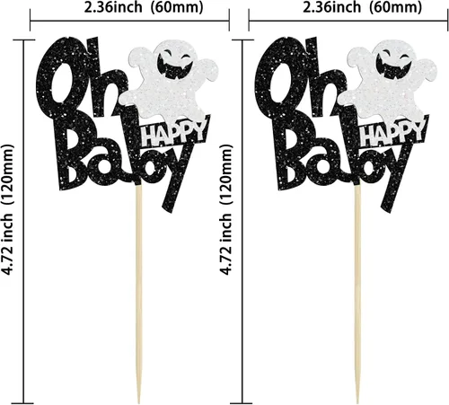 Miniatura 2 de Ephlyn 24 adornos negros para cupcakes con temática de Halloween, baby shower, niños, fiesta de cumpleaños, suministros de decoración de pasteles