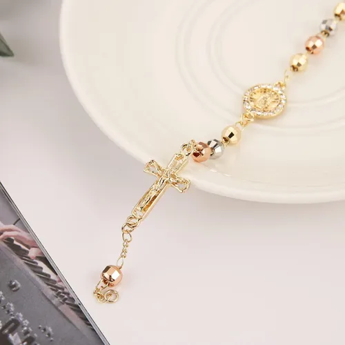 Miniatura 25 de HZMAN Pulsera de cruz con cuentas de rosario virgen de Guadalupe ajustable para mujer, regalo de joyería