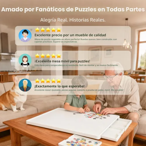 Miniatura 8 de ALL4JIG Tablero giratorio de plástico ligero con 1000 piezas con 4 cajones y cubierta, diseño Lazy Susan de 360°, mesa giratoria portátil de 30.20 x