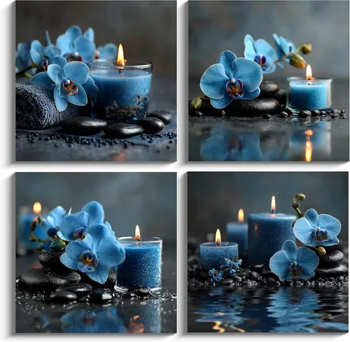 Miniatura 13 de NAN Wind Arte de pared en lienzo de orquídeas rosas y piedras zen - Decoración de orquídeas - Cuadros de flores de spa - Arte de pared Zen