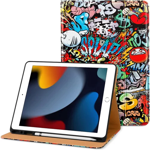 Miniatura 30 de DTTO para iPad de 9ª/8ª/7ª generación de 10.2 pulgadas 2021/2020/2019, funda tipo cartera de negocios de cuero premium con soporte para Apple Pencil