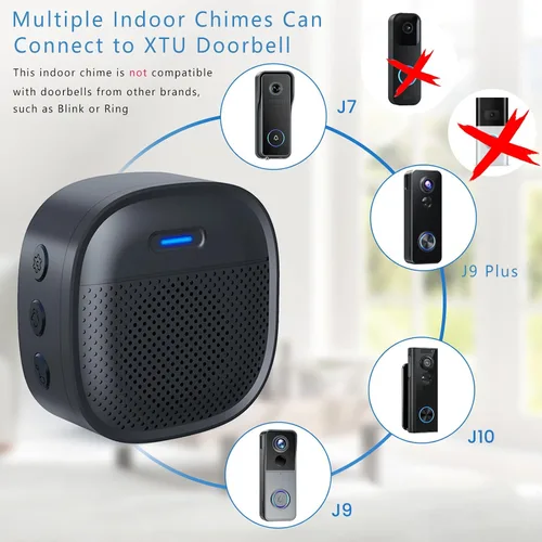 Miniatura 2 de XTU Timbre inalámbrico para J7/J9/J9 Plus/J10, rango de recepción 328 pies (656.2 ft), 0-110 dB máx