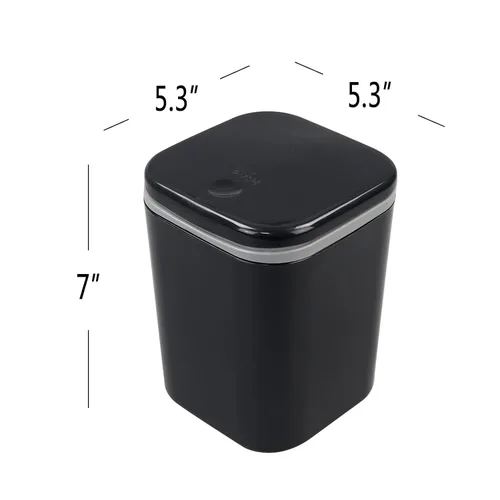Miniatura 2 de Zopnny Mini cubo de basura de mesa de 0.5 galones/1.9L con tapa desplegable, papelera de escritorio para encimera de baño, tocador, café u oficina