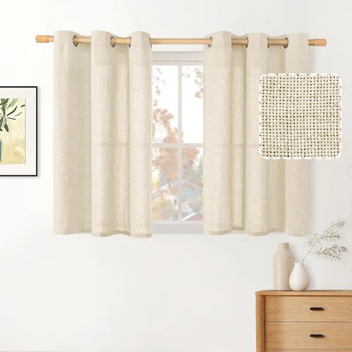 Miniatura 110 de BGment Cortinas de Lino Beige de 63 Pulgadas de Largo 2 Paneles - Tratamientos para Ventanas con Textura de Arpillera Filtrantes de Luz Cortinas